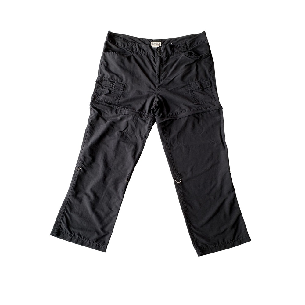 Magellan Outdoors Womens 18 Black Convertible Hiking Cargo Pants Zip Off Shorts